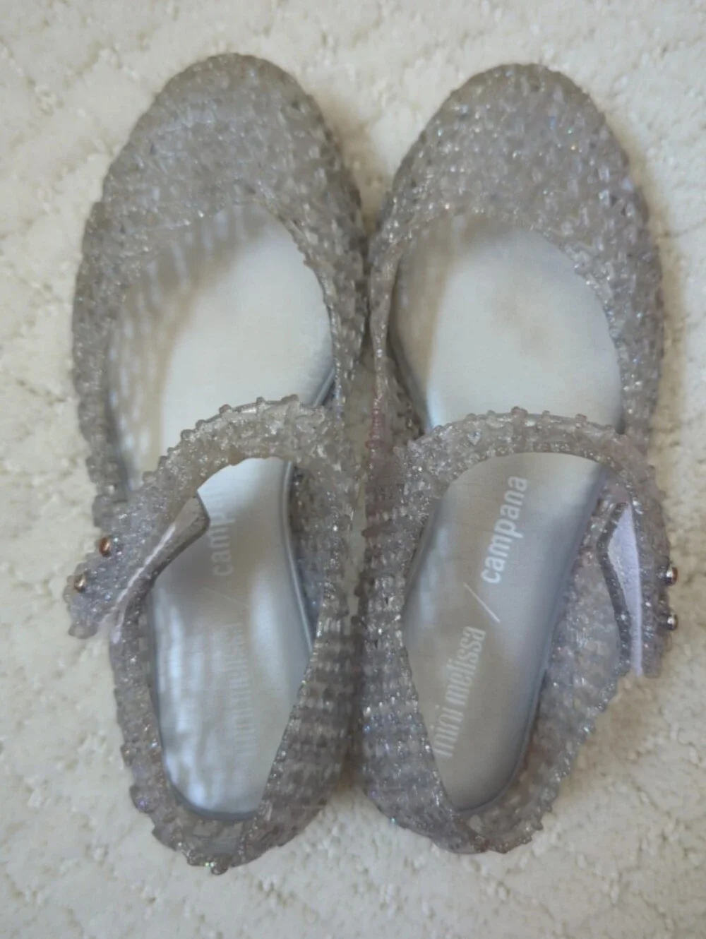 Mini Melissa Campana Jelly Shoes Clear Glitter Size 28/29 EUR 11 US